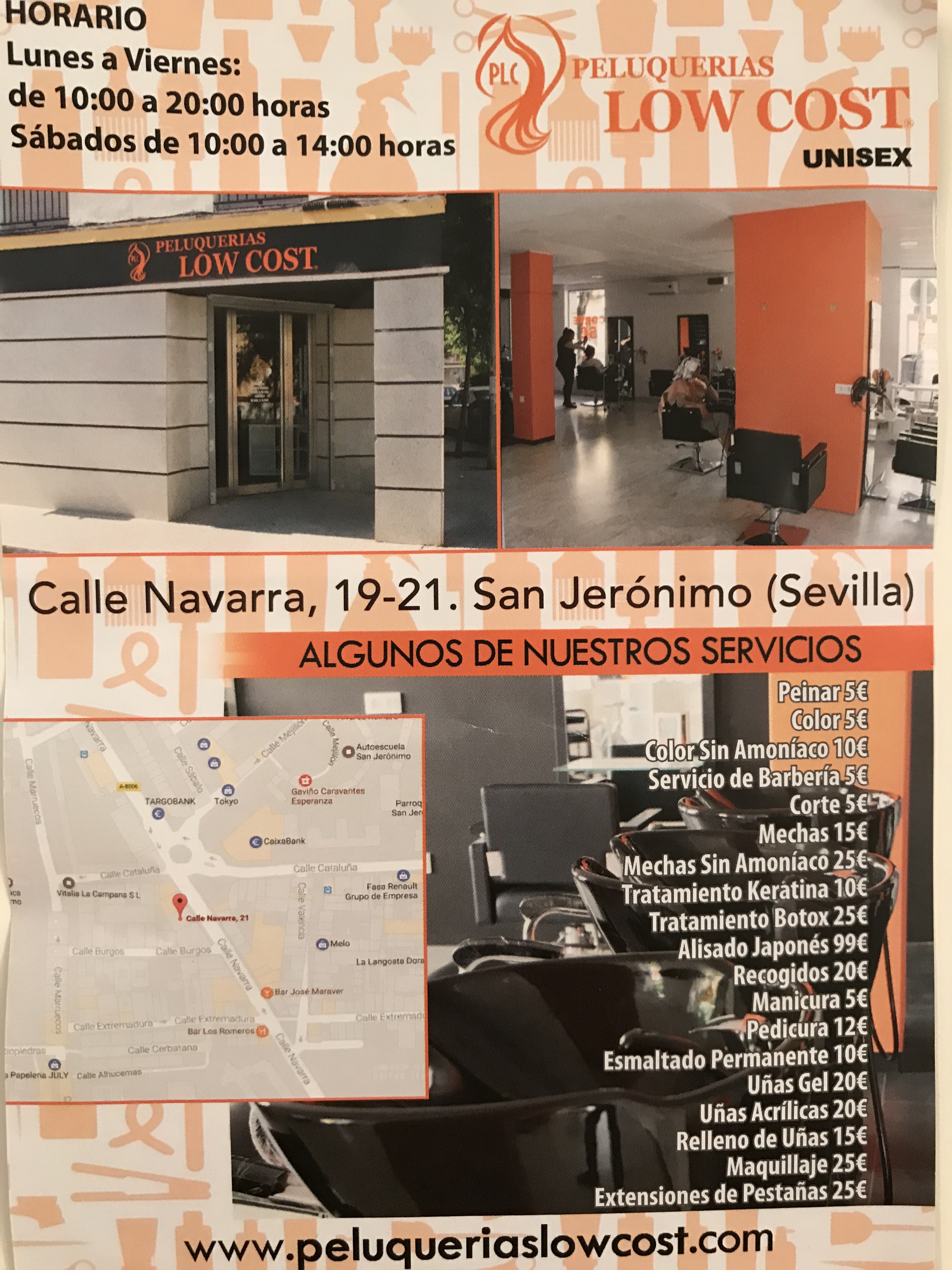 Peluquerías Low Cost San Jerónimo Sevilla Calle Navarra, 19